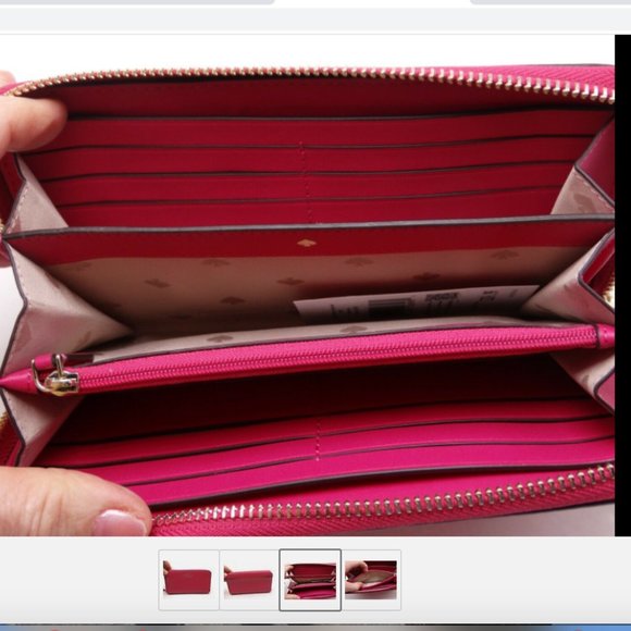 Kate Spade Brynn Saffiano PVC Large Continental Wallet Pink Ruby New - Picture 3 of 4